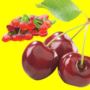 sour gummies and cherries