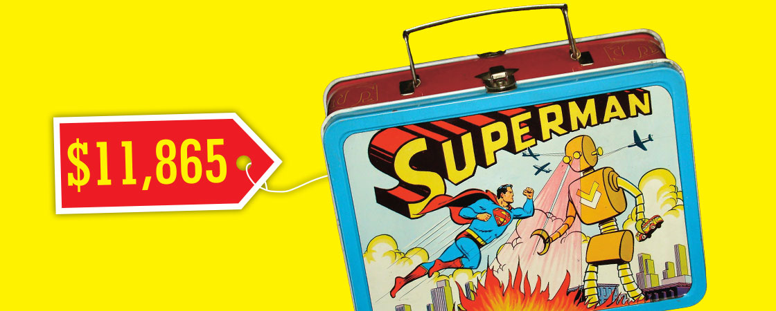 a Superman lunchbox with a $11,865 price tag