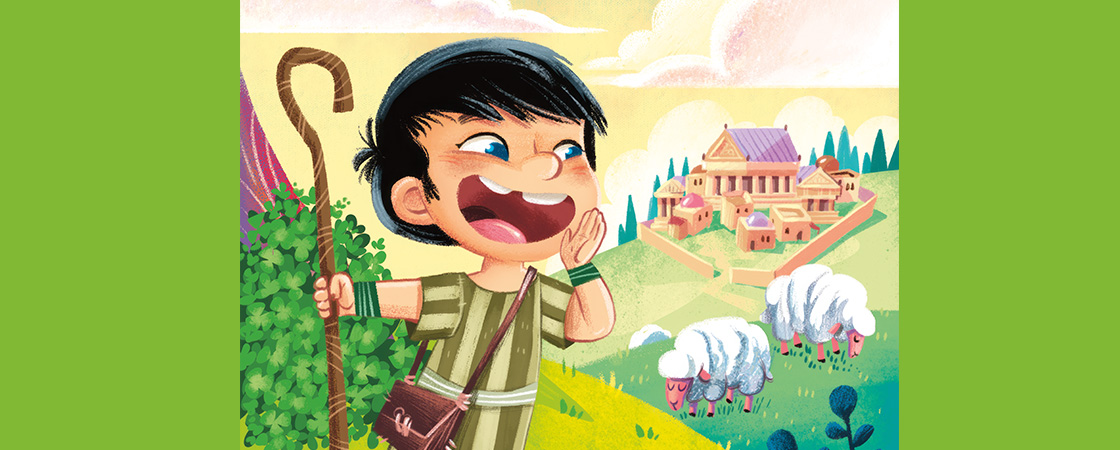 Illustration of a shepherd boy calling his sheep