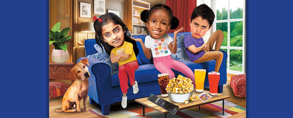 Image of group of friends hanging out on couch but two of them look upset