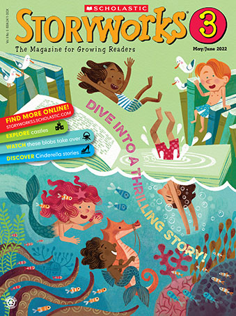 Colorful illustration of human children and mermaid children enjoying the summer ocean